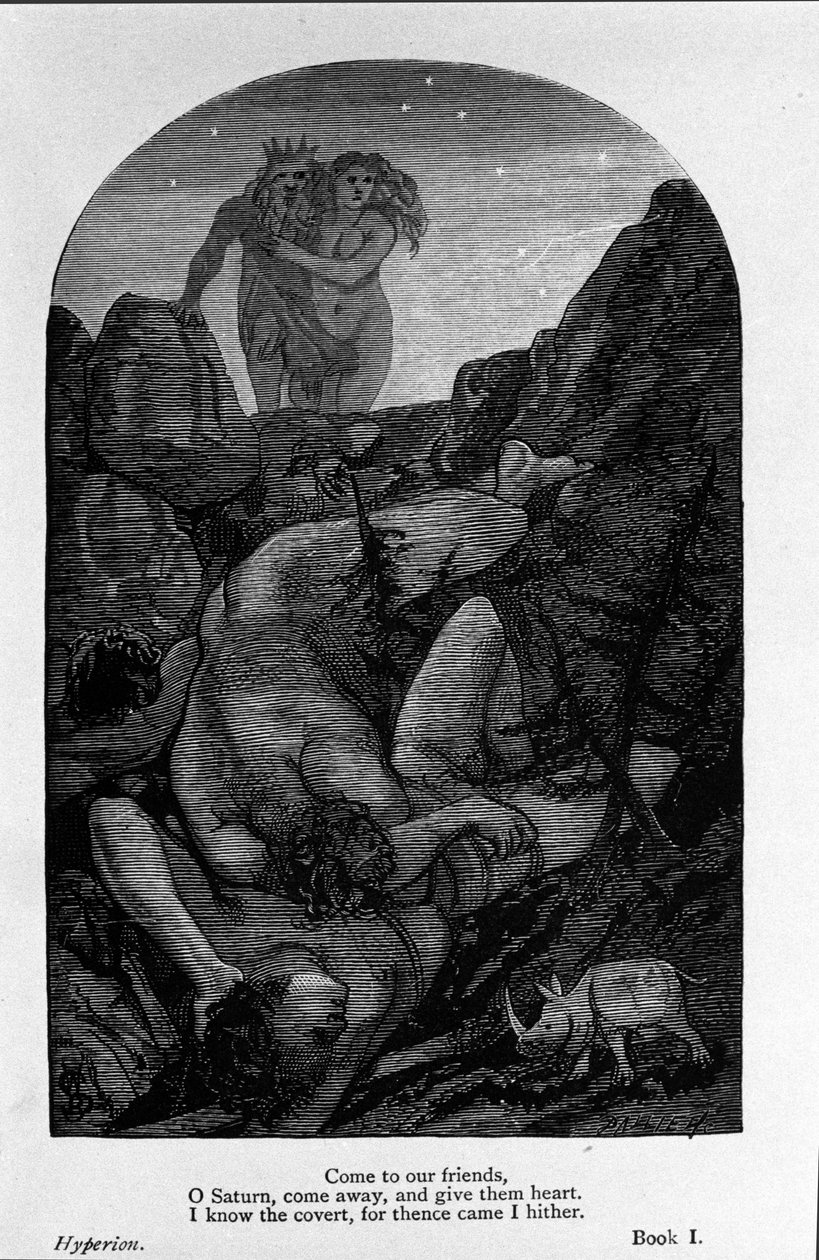 Illustration till "Hyperion" av poeten John Keats (1795-1821) 1800-talet av Unknown artist