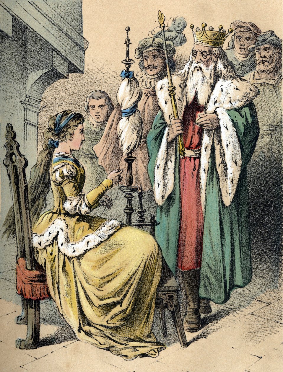 Illustration av Franz Hoffmanns berättelser "Tales et Fables - Weifshændchen und Breitf¿fschen" ". Kromolitografi av 1800-talet. av Unknown artist