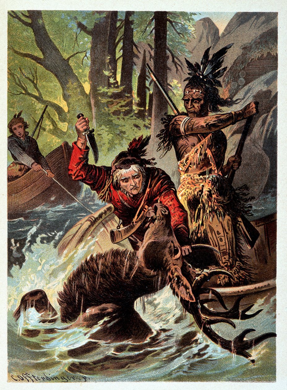 Illustration av "" läderstrumpor" av F. Cooper av Unknown artist