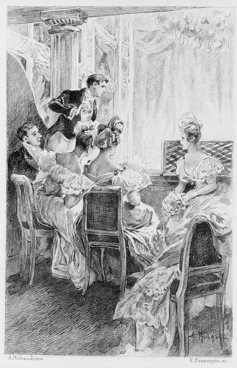 Illustration av "The Red and the Black" av Stendhal. 1830. Gravyr från slutet av 1800-talet. av Unknown artist