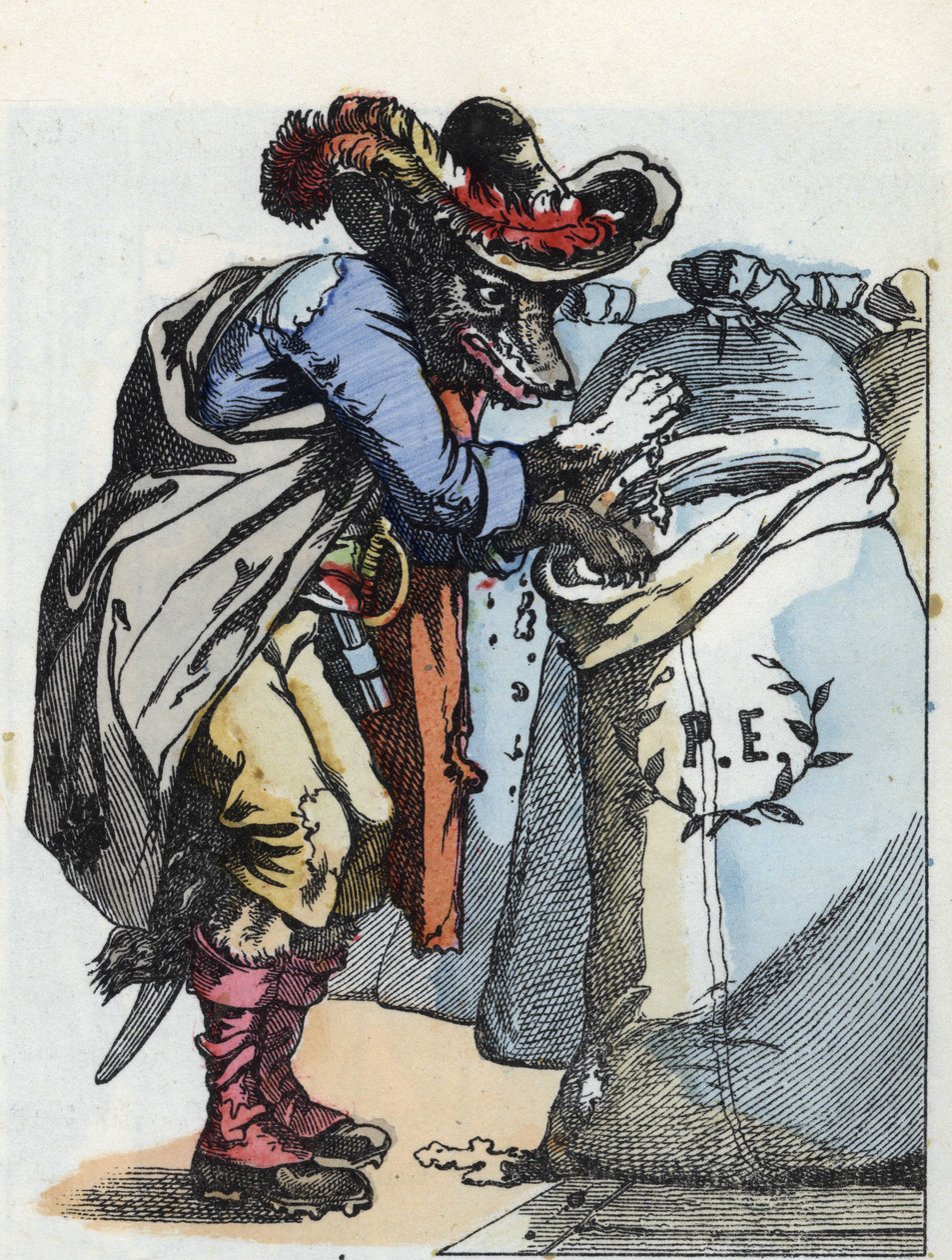 Illustration av berättelsen "Compere le Loup, Maitre Renard, Comere la Chevre et ses petits biquets"" efter en fabel av Jean de la Fontaine. I "" Sagor från hemmet för de minsta"". Anonym gravyr från 1800-talet. av Unknown artist