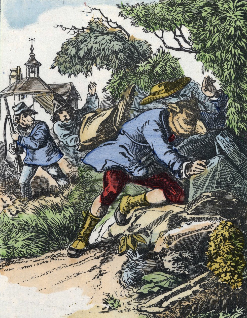 Illustration av berättelsen "God mamma får"". I "" Sagor från hemmet för de minsta"". Anonym gravyr från 1800-talet. av Unknown artist