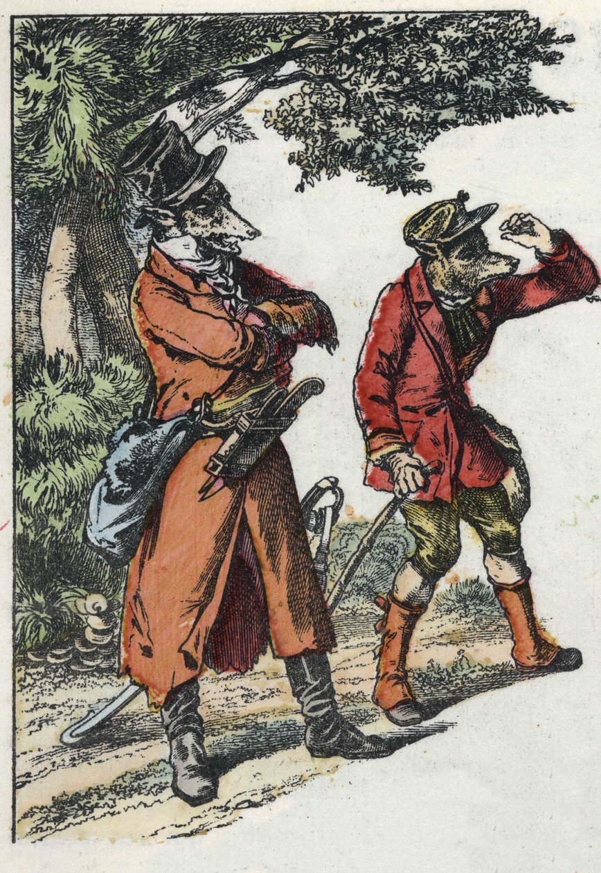 Illustration av berättelsen "God mamma får"". I "" Sagor från hemmet för de minsta"". Anonym gravyr från 1800-talet. av Unknown artist