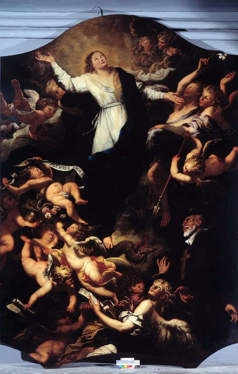 Obefläckad befruktning med St Philip Neri (målning av Unknown artist