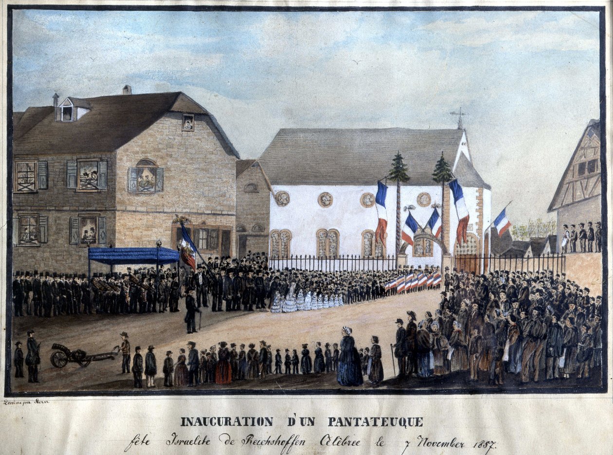 Invigning av en pentatuuk, judisk högtid i Reichshoffen firades den 7/11/1857. av Unknown artist