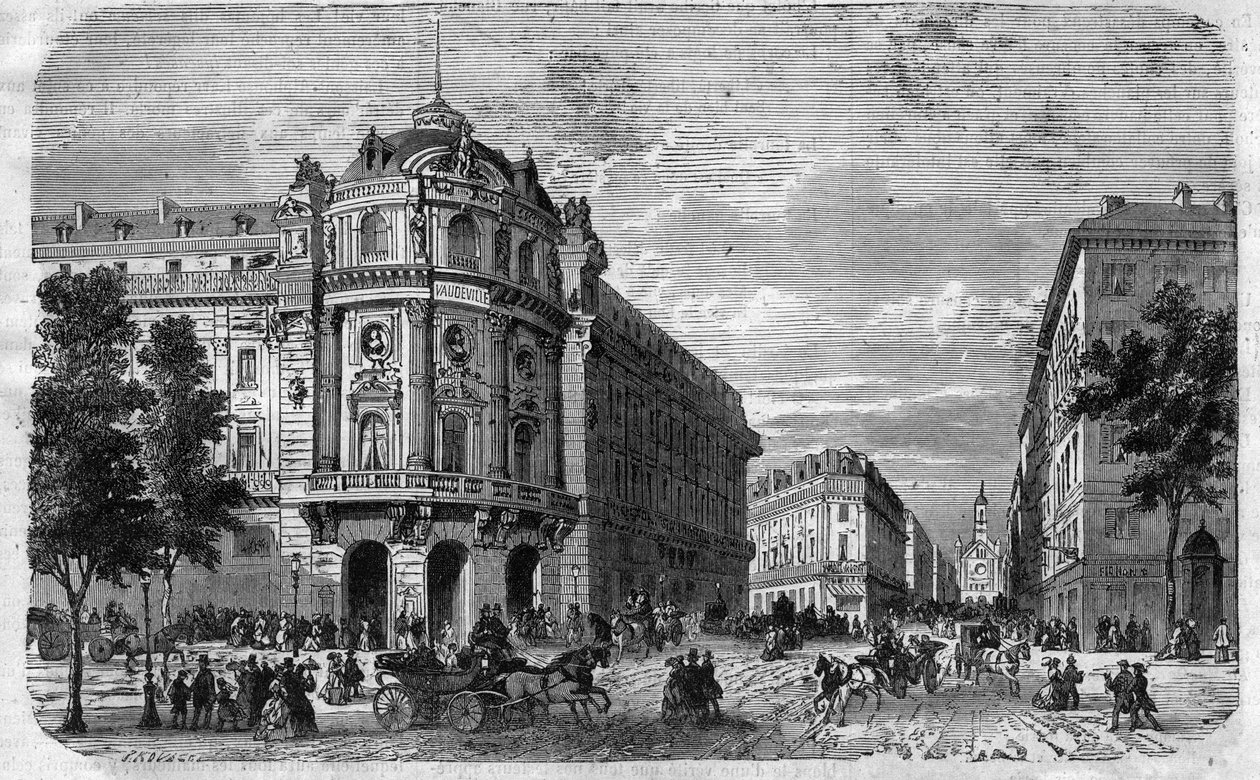 Invigning av den nya Theatre du Vaudeville i Paris, i hörnet av Boulevard des Capucines och Chaussee d