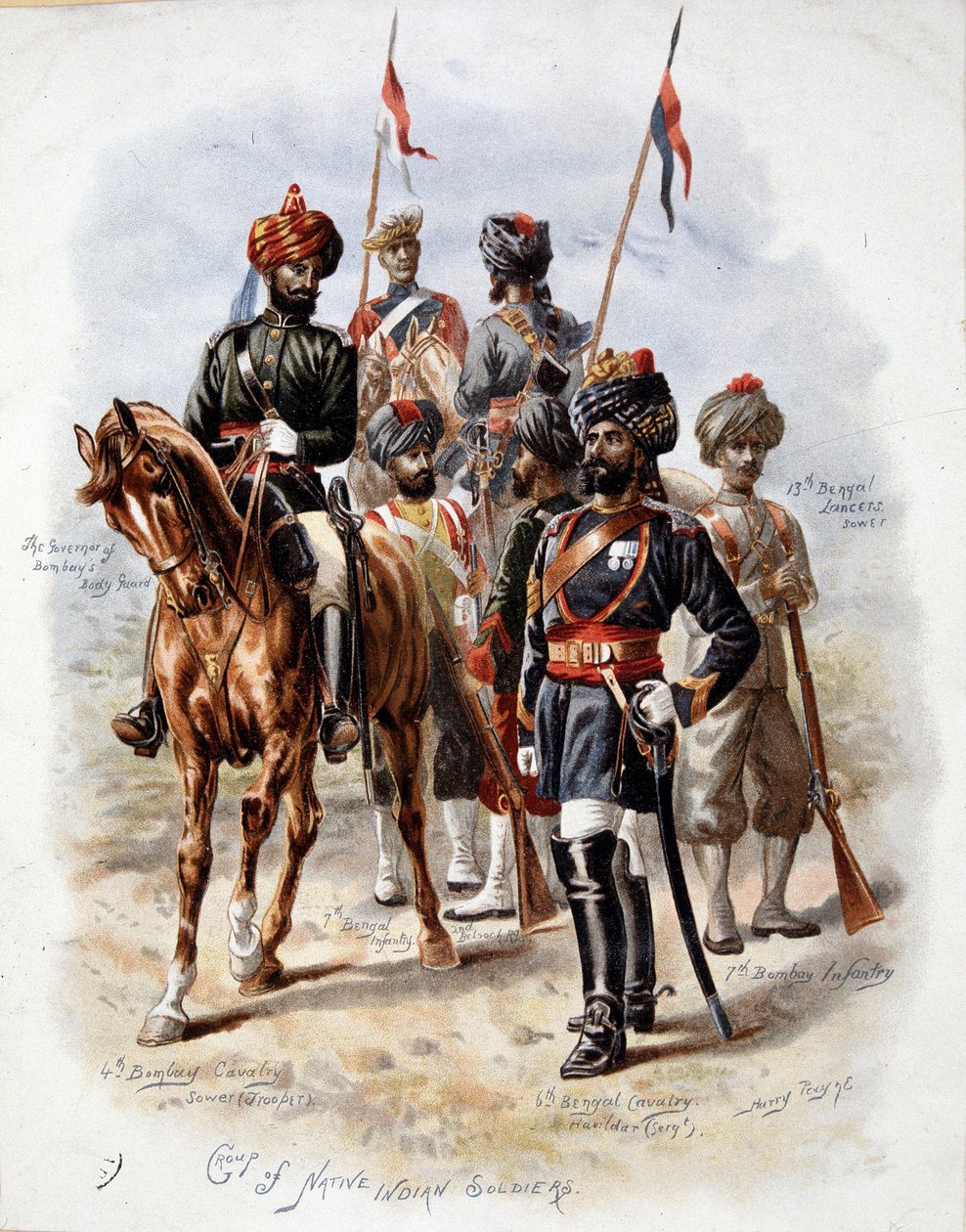 Indisk militär från den engelska armén - chromo. av Unknown artist