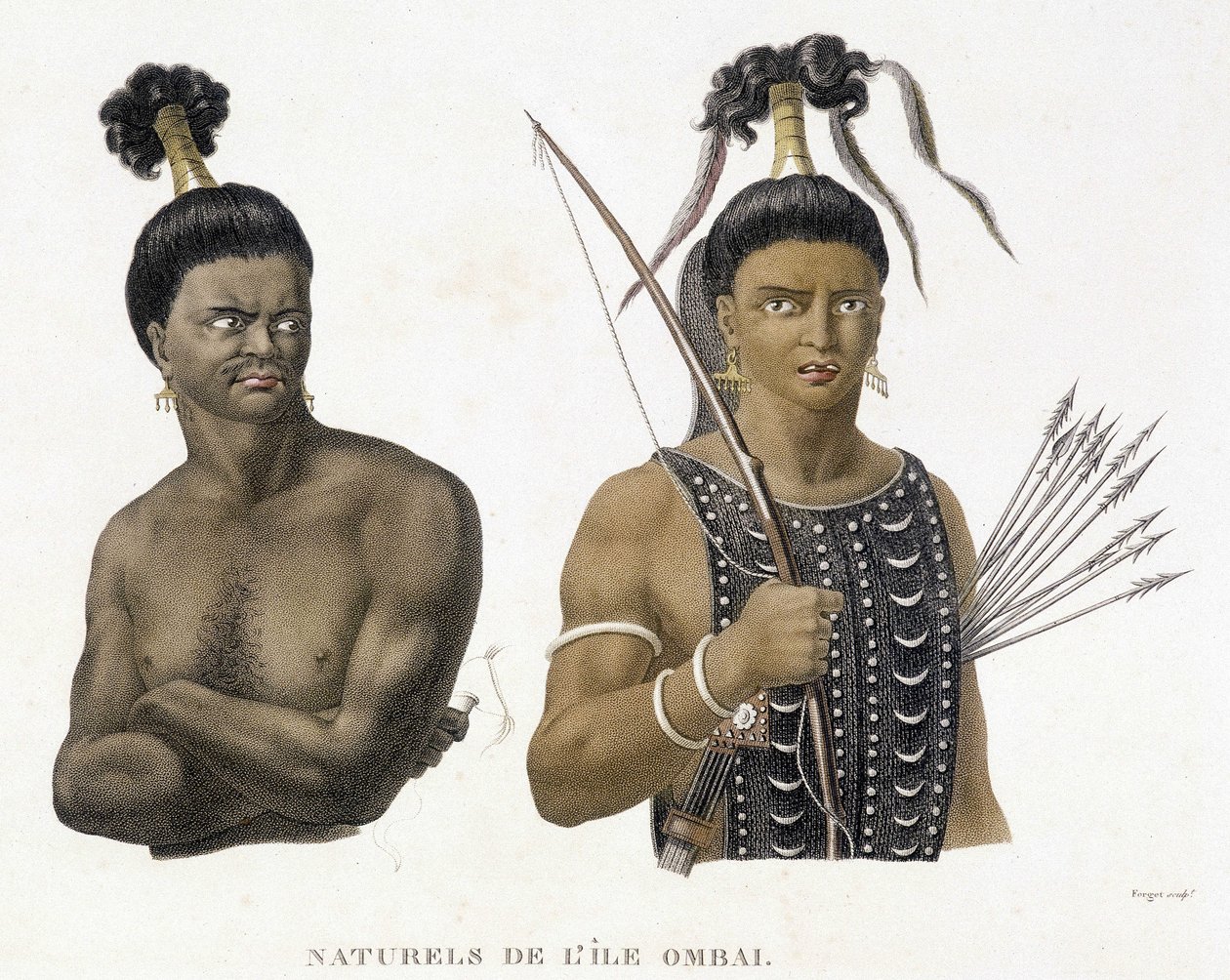 Ursprungsbefolkningen på Ombai Island. av Unknown artist