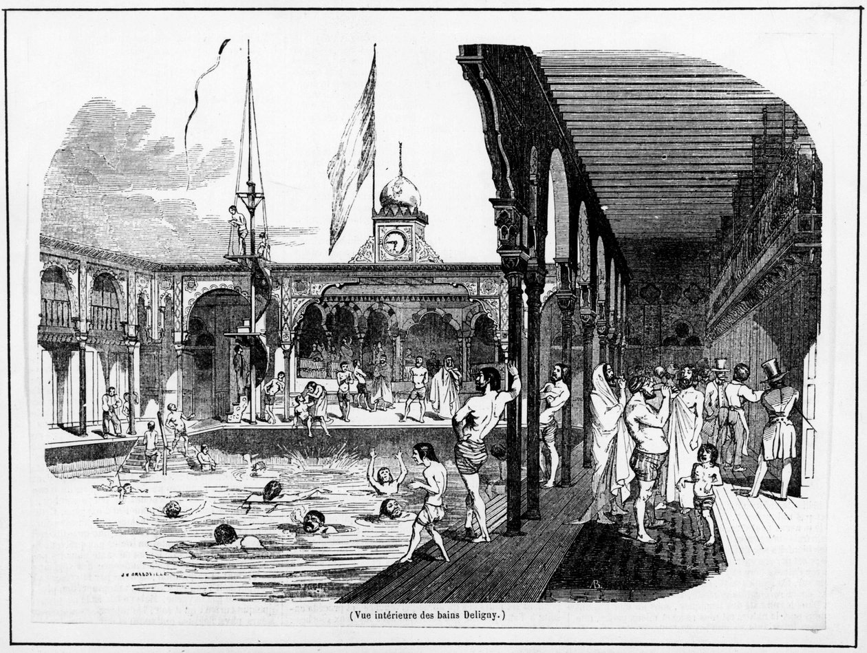 Interiörvy av Deligny Baths - Carnavalet, s.d av Unknown artist