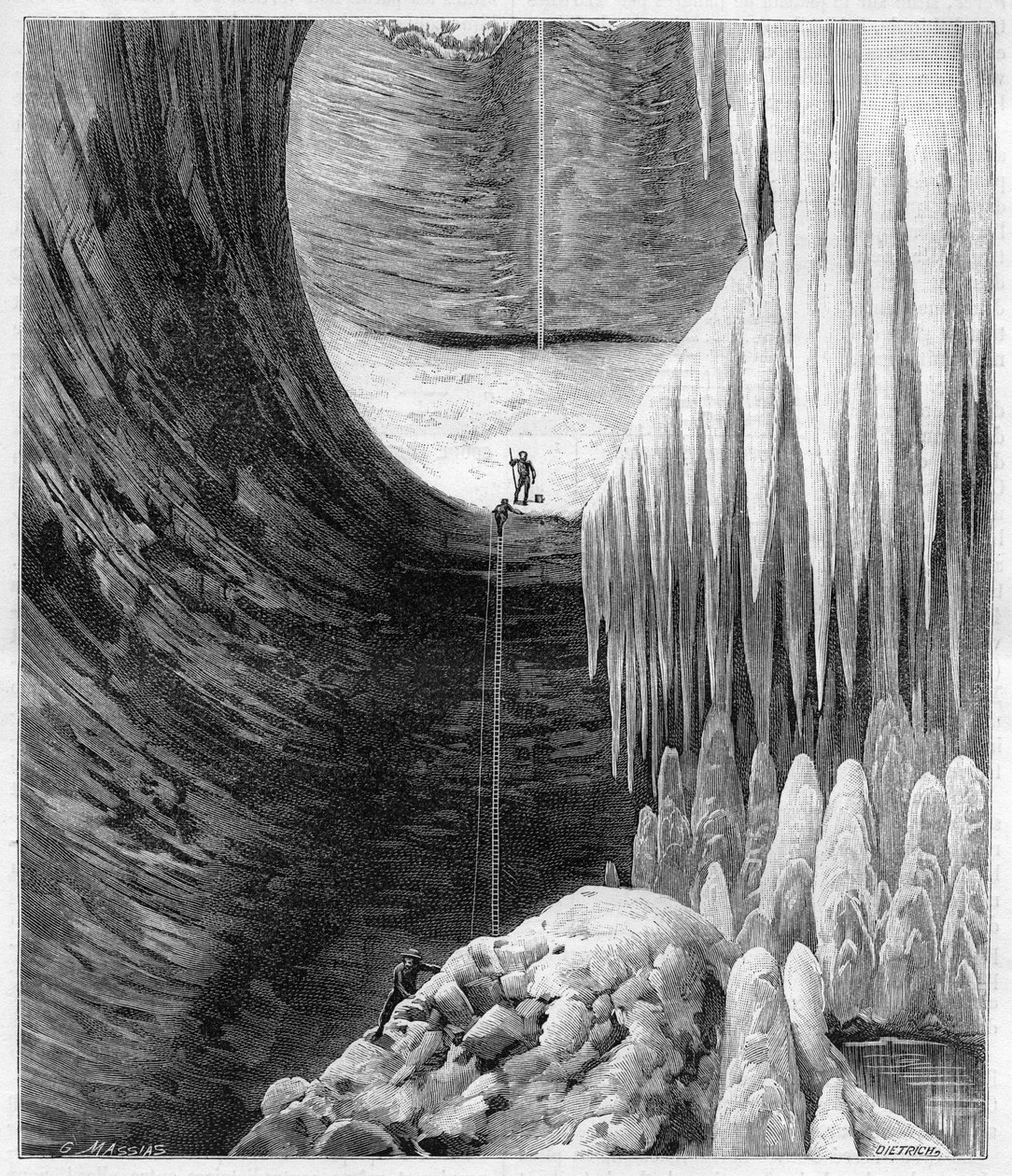 Invändig vy av den naturliga glaciären i Creux-Perce (Creux Perce) (Cote-d