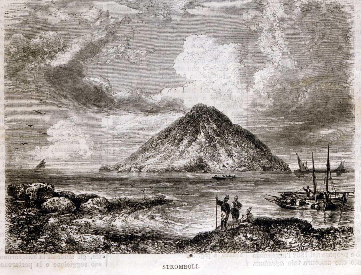 Ön Stromboli på 1800-talet. av Unknown artist