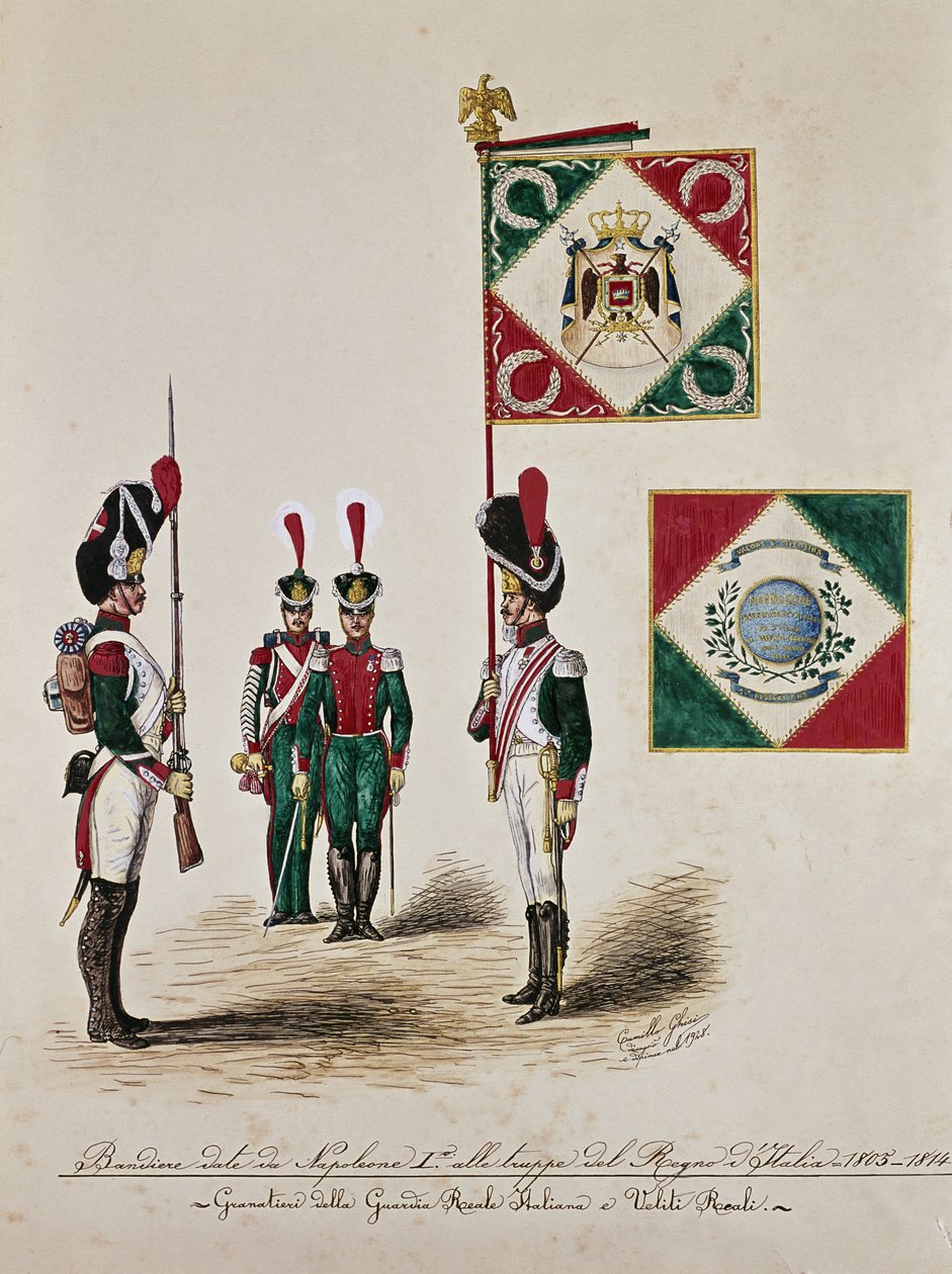 Italiensk arméflagga vid Napoleon I:s tid (gravyr av Unknown artist