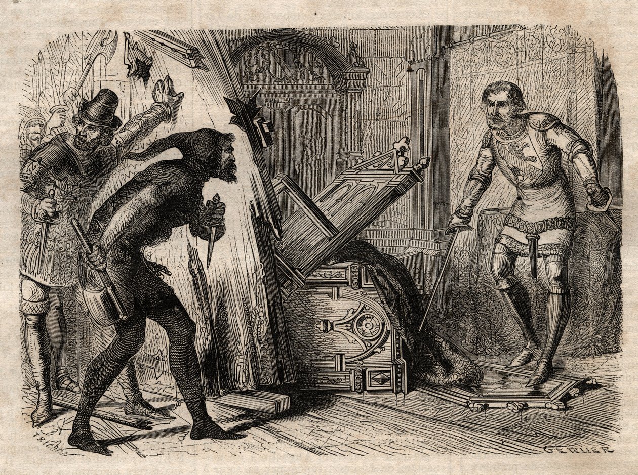 Jacob Van Artevelde (1290-1345) Mördad 1345 - Jacques (Jacob) Van Artevelde (1287 - 1345), känd som den vise mannen i Gent, faller under slaget av borgaren i Gent 1345 - gravering i "" Illustrous People