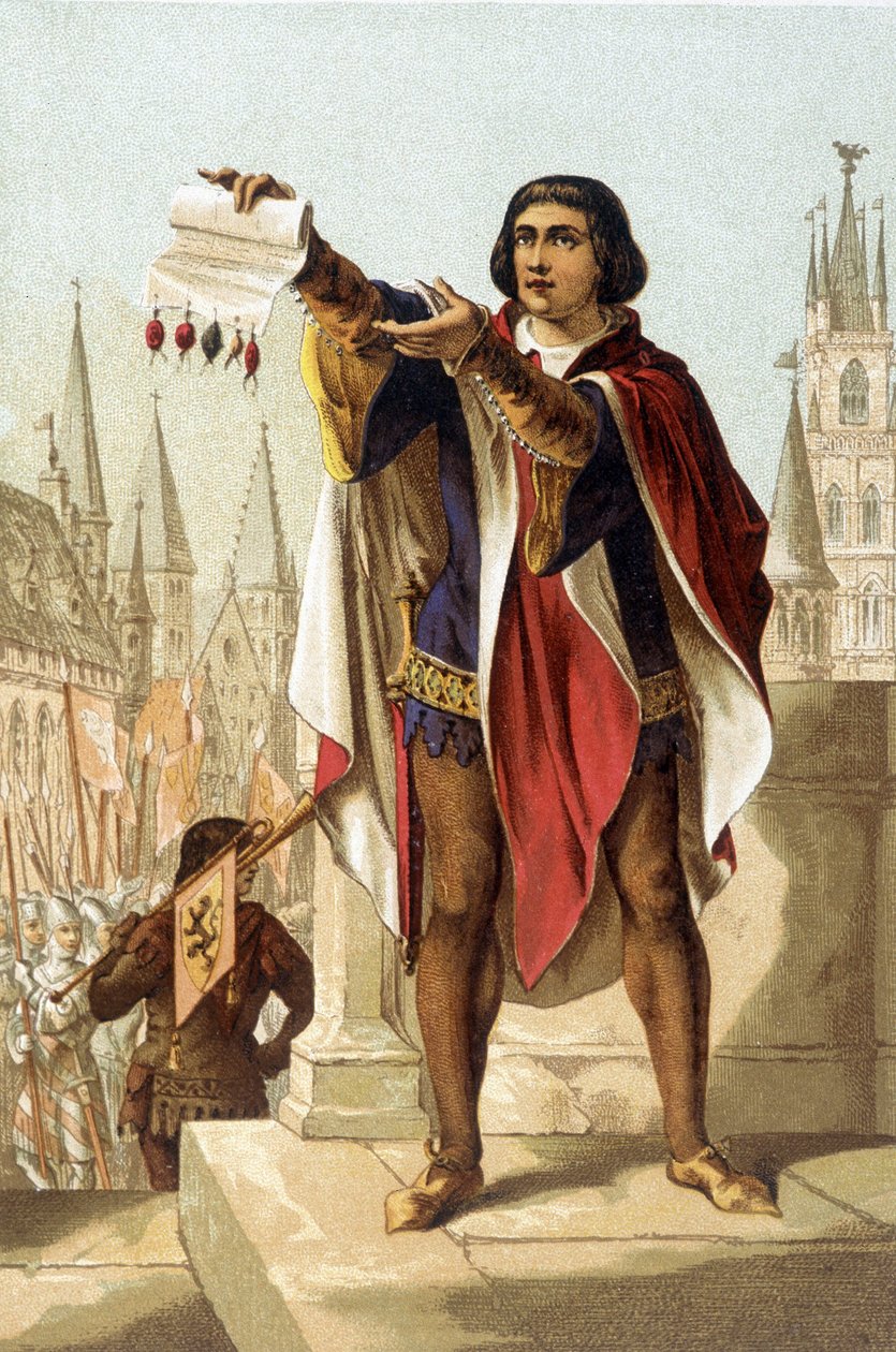 Jacob Van Artevelde. Bourgeois av Gent (1290 till 1345). kromolitografi från 1880. av Unknown artist