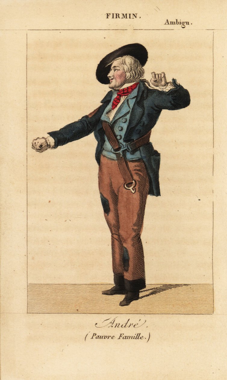 Jean-Baptiste Firmin som Andre i melodraman Pauvre Famille av Benjamin och Melchior på Theatre de l’Ambigu Comique av Unknown artist