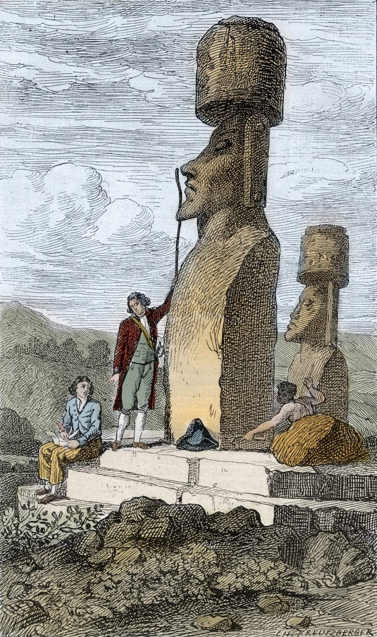 Jean-Francois Galaup, Comte de La Perouse engelsk navigatör och upptäcktsresande, på Påskön under sin asiatiska resa av Unknown artist