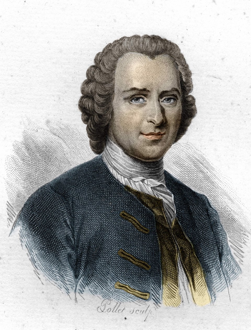 Jean Jacques Rousseau, fransktalande Genève-författare och filosof. 1800-talsgravyr av Unknown artist