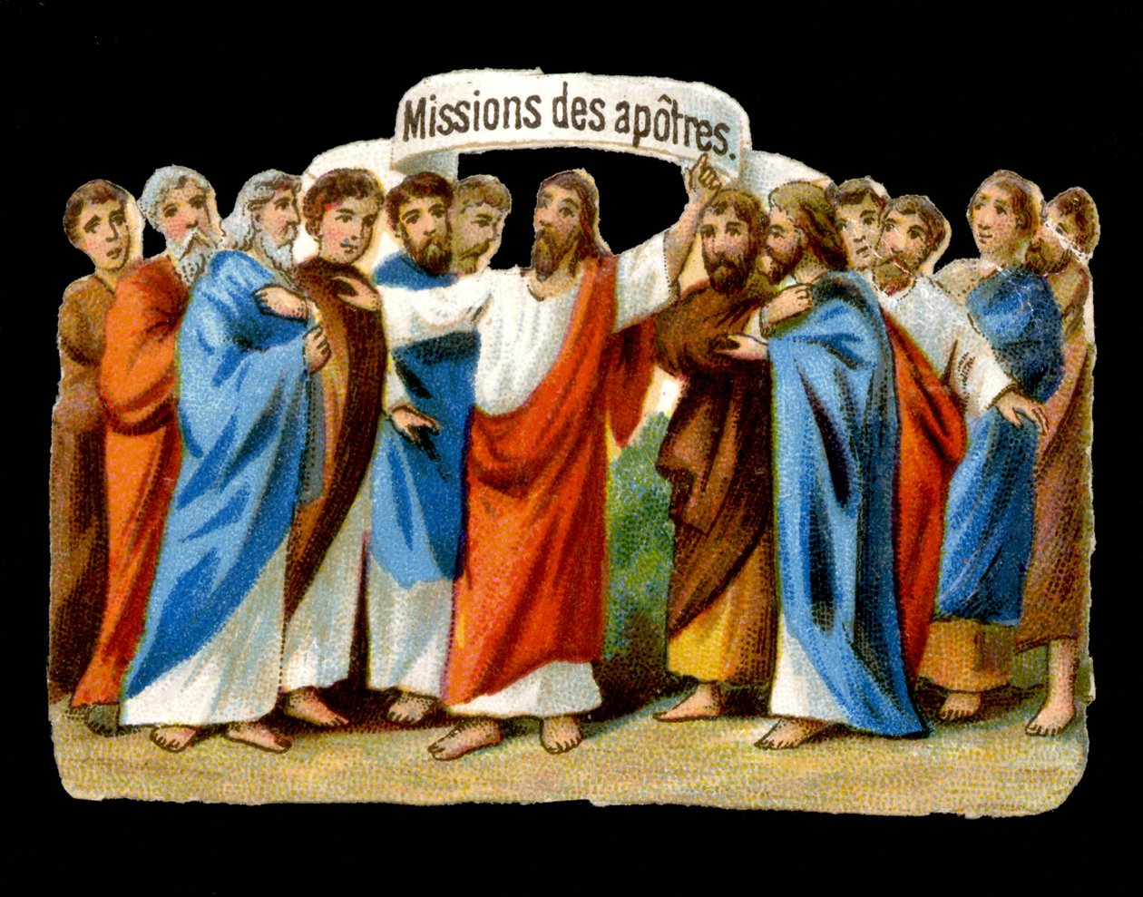 Jesus anförtror deras uppdrag åt apostlarna - Chromo. av Unknown artist