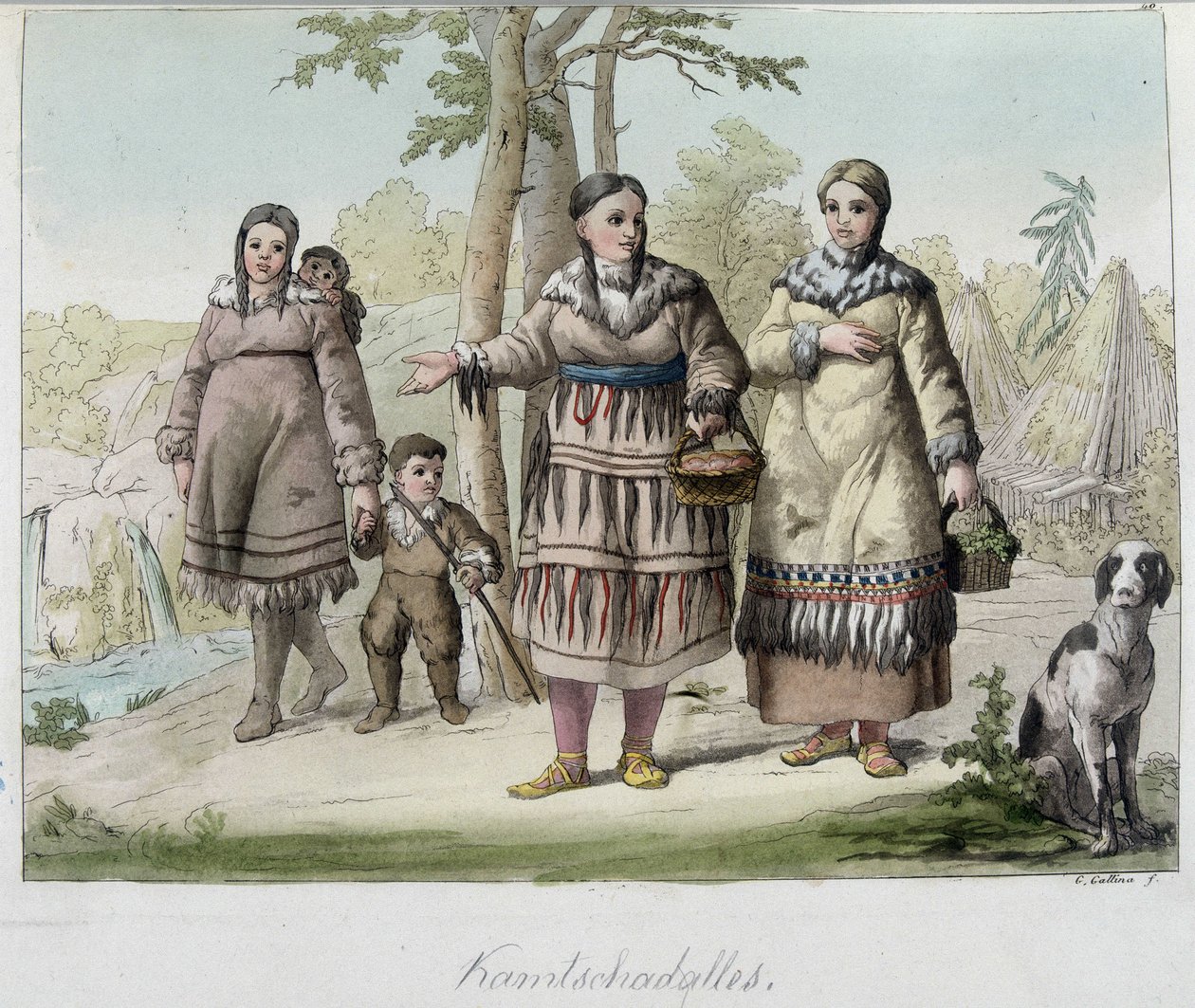 Kamtschadales (eller Kamtschadales), folk i Sibirien. av Unknown artist