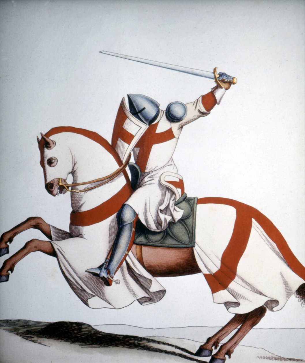 Tempelriddaren från 1300-talet, gravyr 1800-talet. av Unknown artist