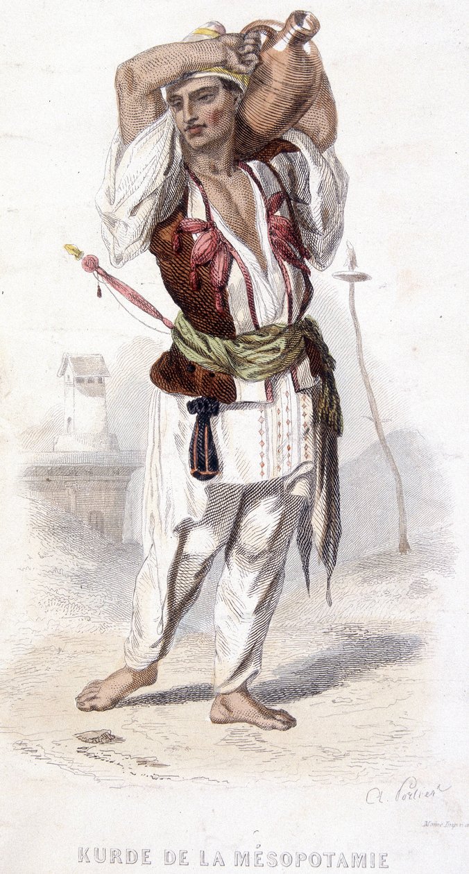 Kurdiska från Mesopotamien bär en amfor. Runt 1810-1860. av Unknown artist