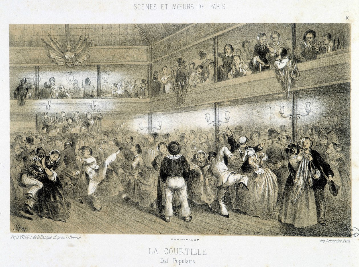 La Courtille: folkbal - 1800-talet av Unknown artist