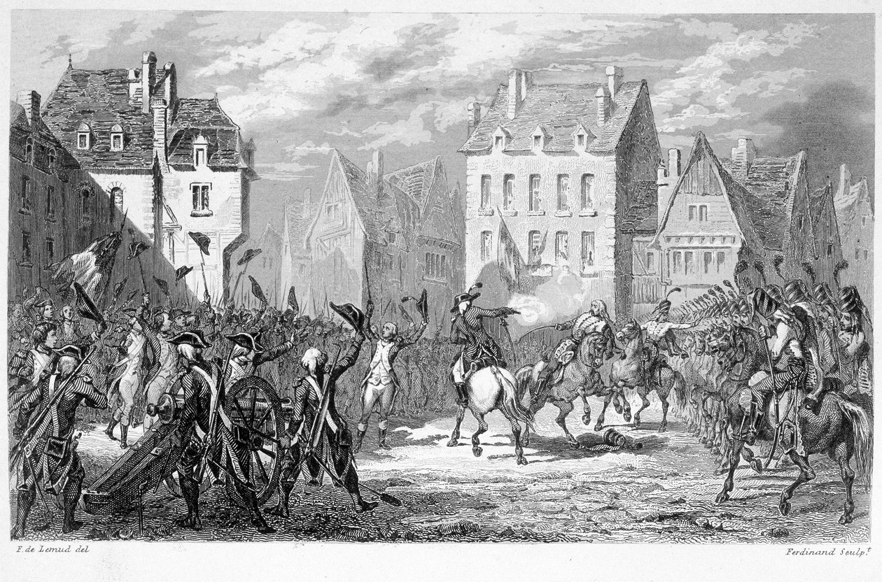 Nationalgardet i Varennes (22 juni 1791) - i "Fasttes de Gardes Nationales de France" av Unknown artist