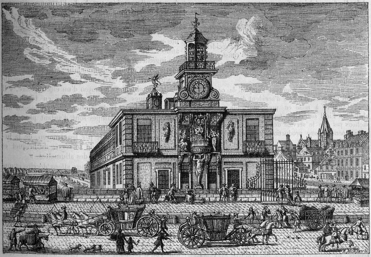 La Samaritaine, vattenpump belägen på bron Ny gravyr från 1600-talet. Gravyr i "" Nature. Journal of science och dess tillämpningar på konst och industri. av Unknown artist