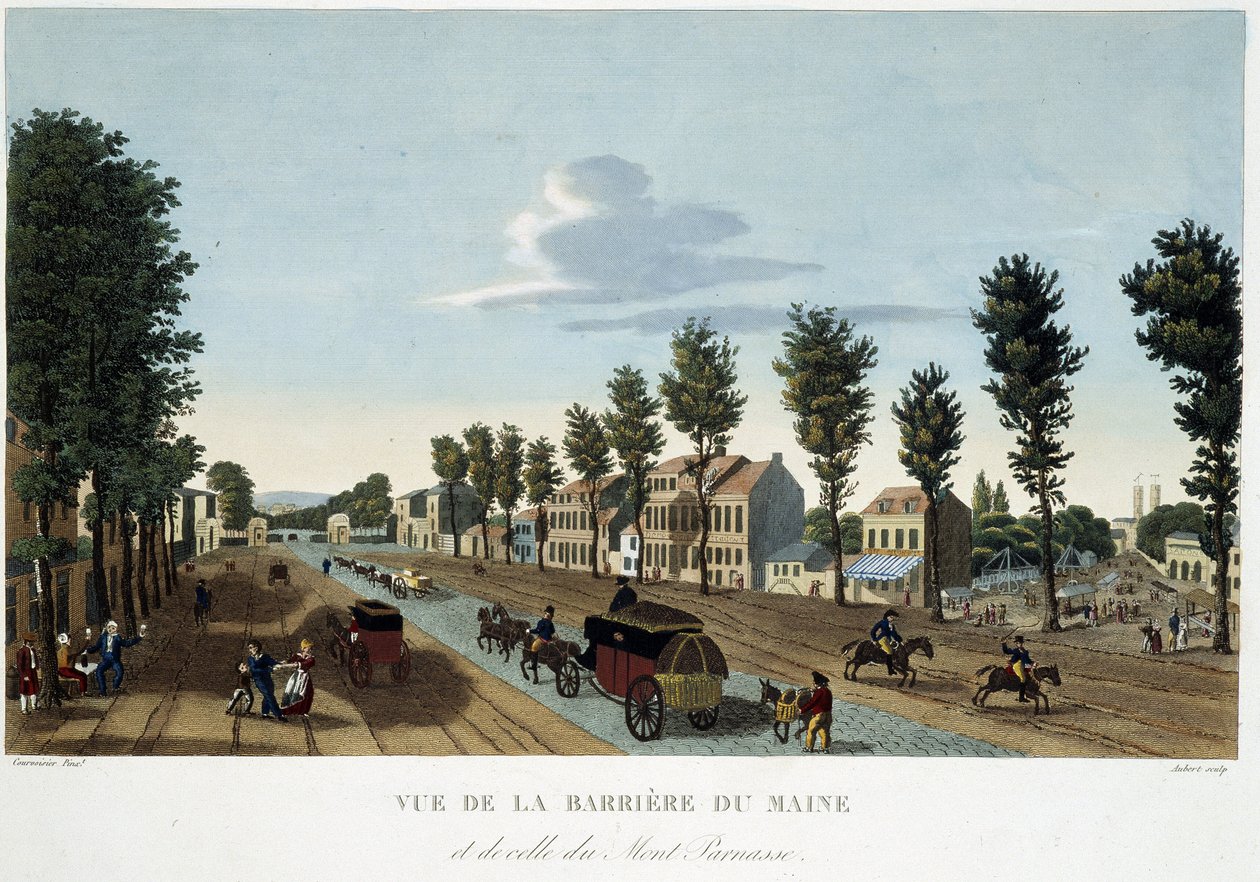The Barrier of Maine, cirka 1820 - i "" Views of Paris" av Courvoisier av Unknown artist