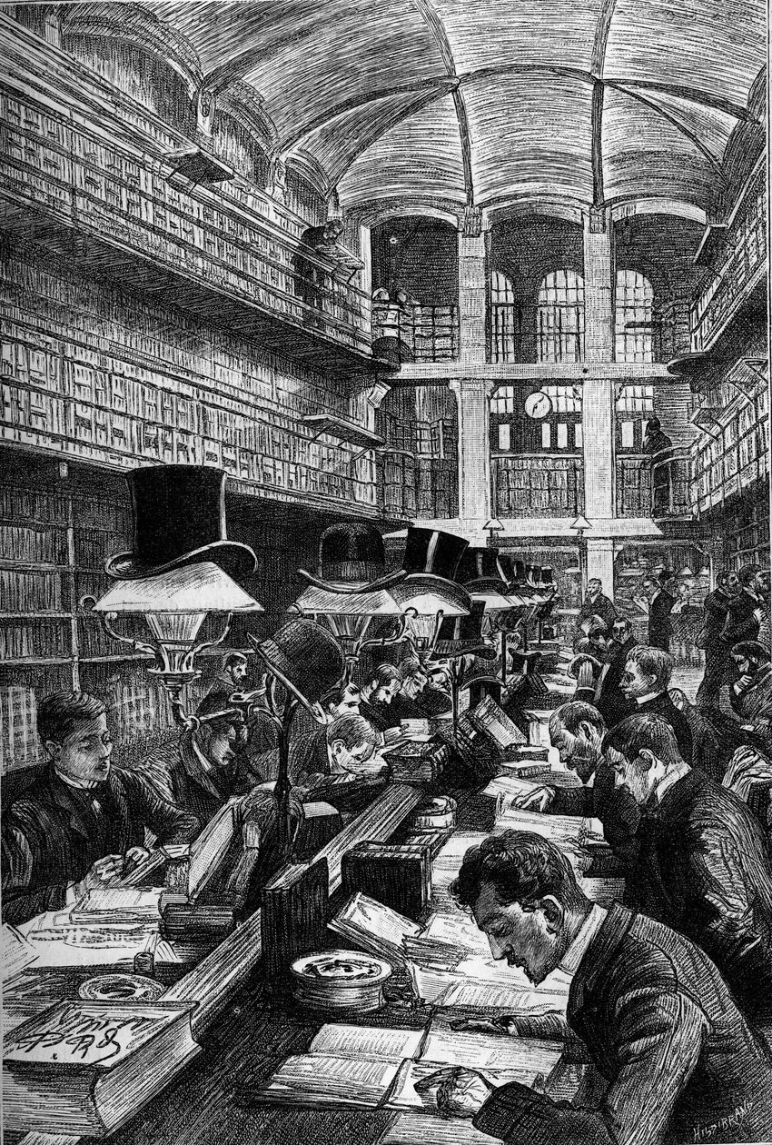 Cujas-biblioteket vid Paris Law School, gravyr i tidningen ""La jeunesse"" av Unknown artist