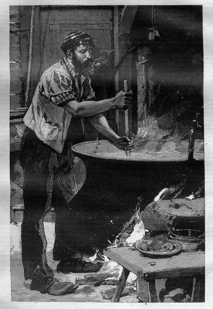 Tillverkning av Gruyere-ost - Gravyr i "La Science francaise"" av Unknown artist