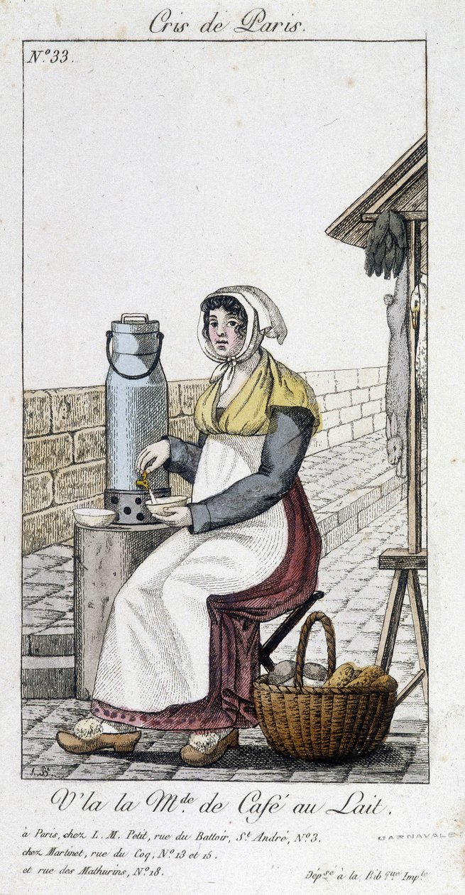 Mjölkkaffehandlaren - i "" Cris de Paris"" av Unknown artist
