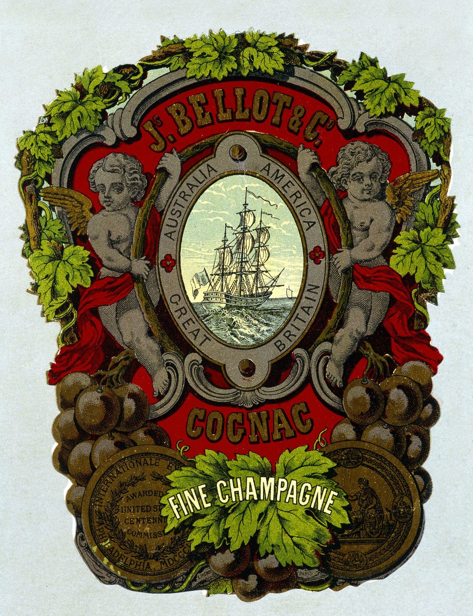 Etikett för "" Bellot Cognac - Fine Champagne"", sd. 1800-talet. av Unknown artist