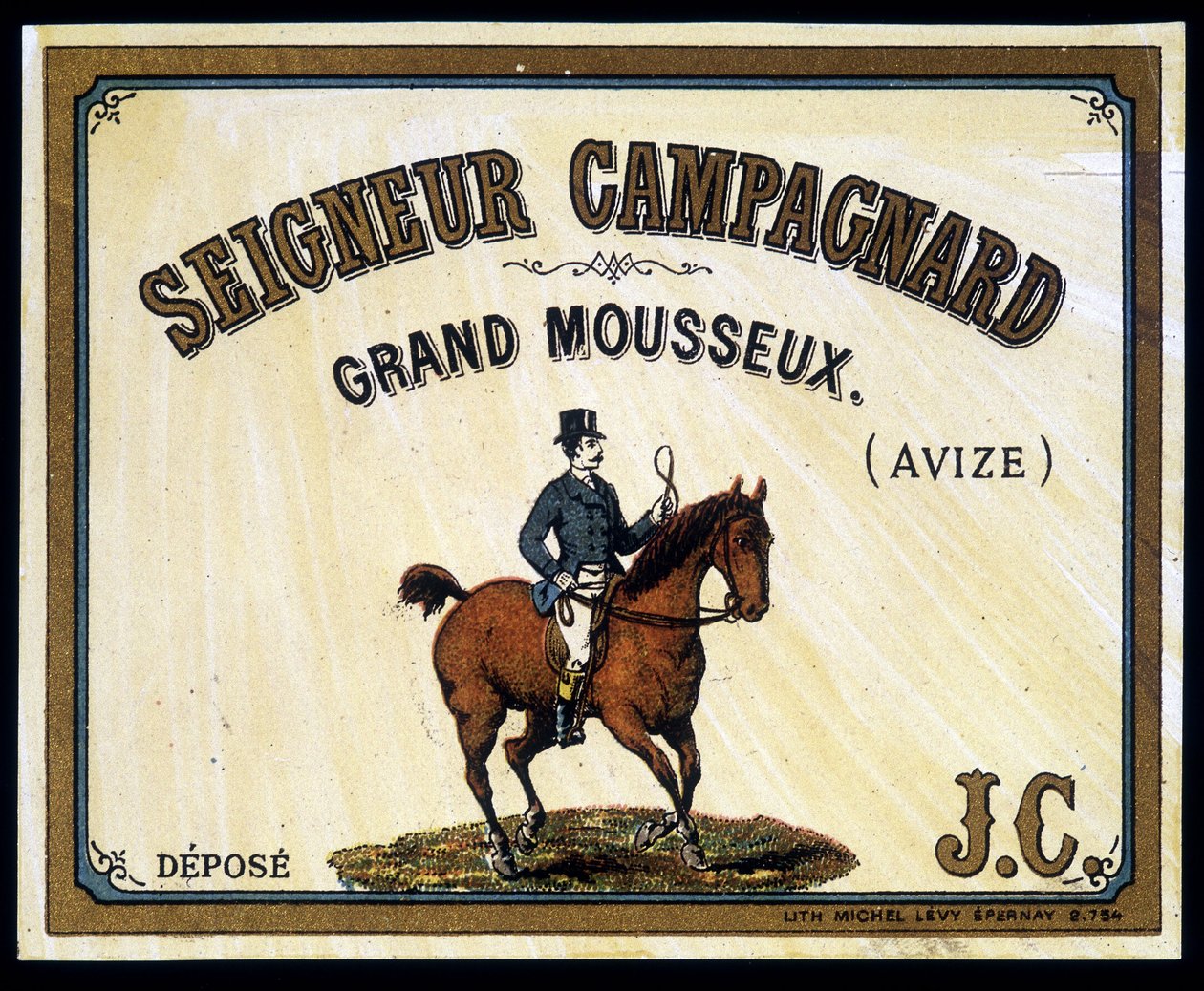 Etikett för "" Lord Campagnard - Great sparkling"" (Avize), sd. 1800-talet. av Unknown artist