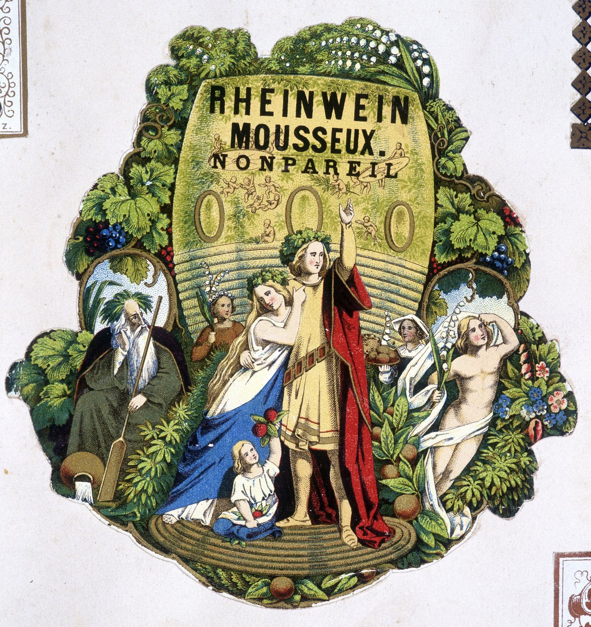 Etikett för "" Rheinwein sparkling - Monpareil", sd. 1800-talet. av Unknown artist