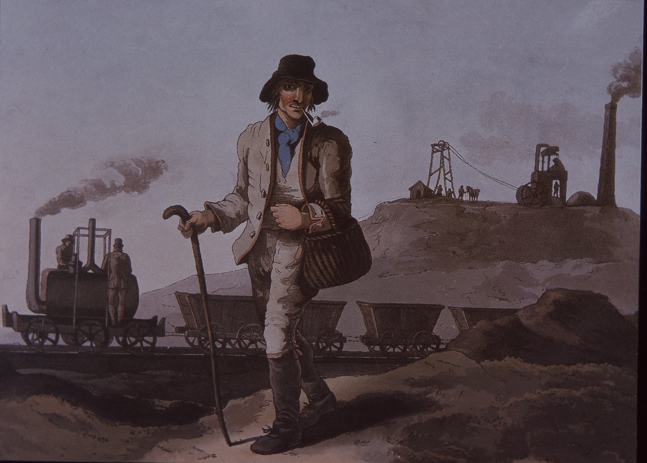 Arbetare, tidig industriell revolution, tidigt 1800-tal (färg litho) av Unknown artist