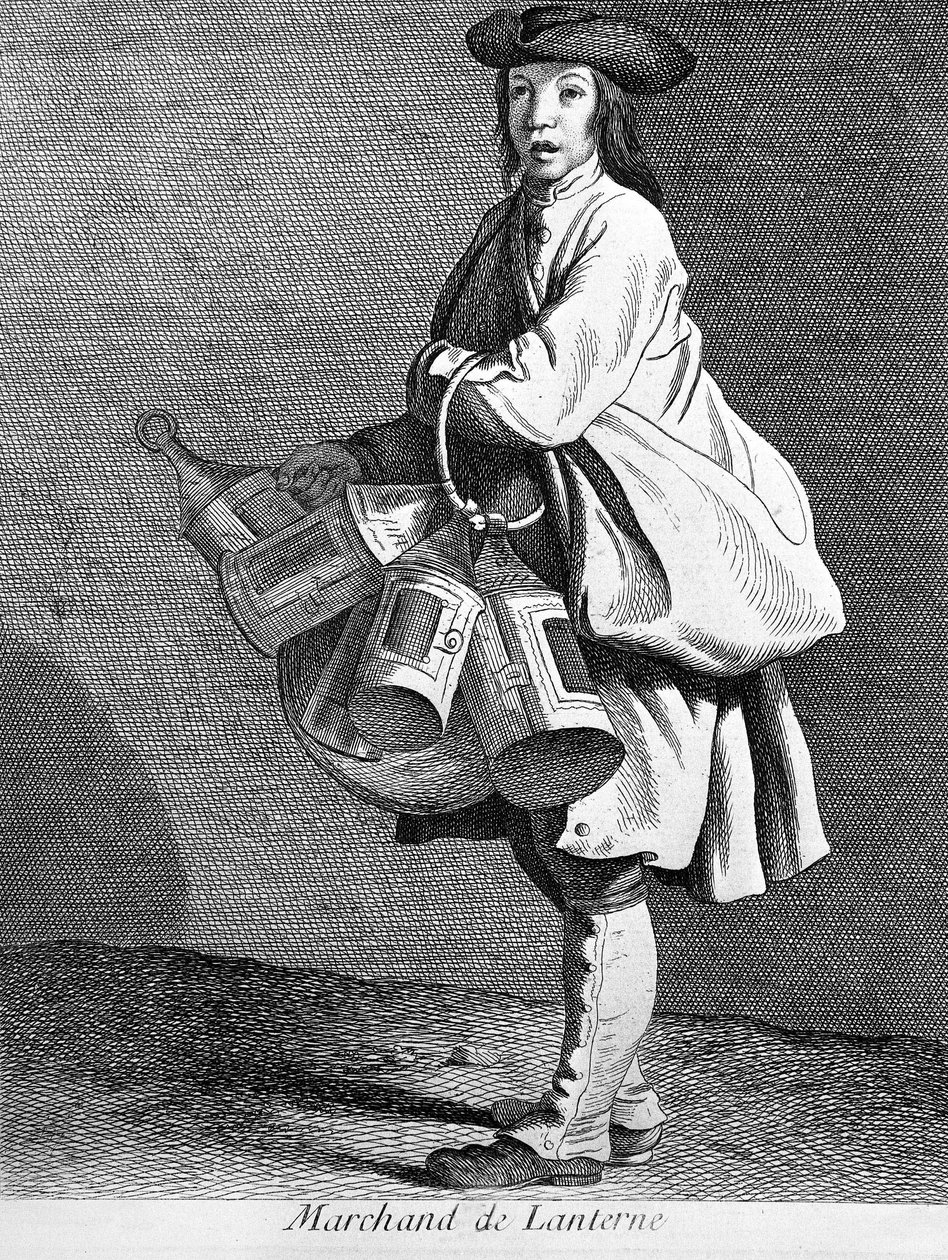 Lanternhandlare. 1800-talsgravyr. av Unknown artist