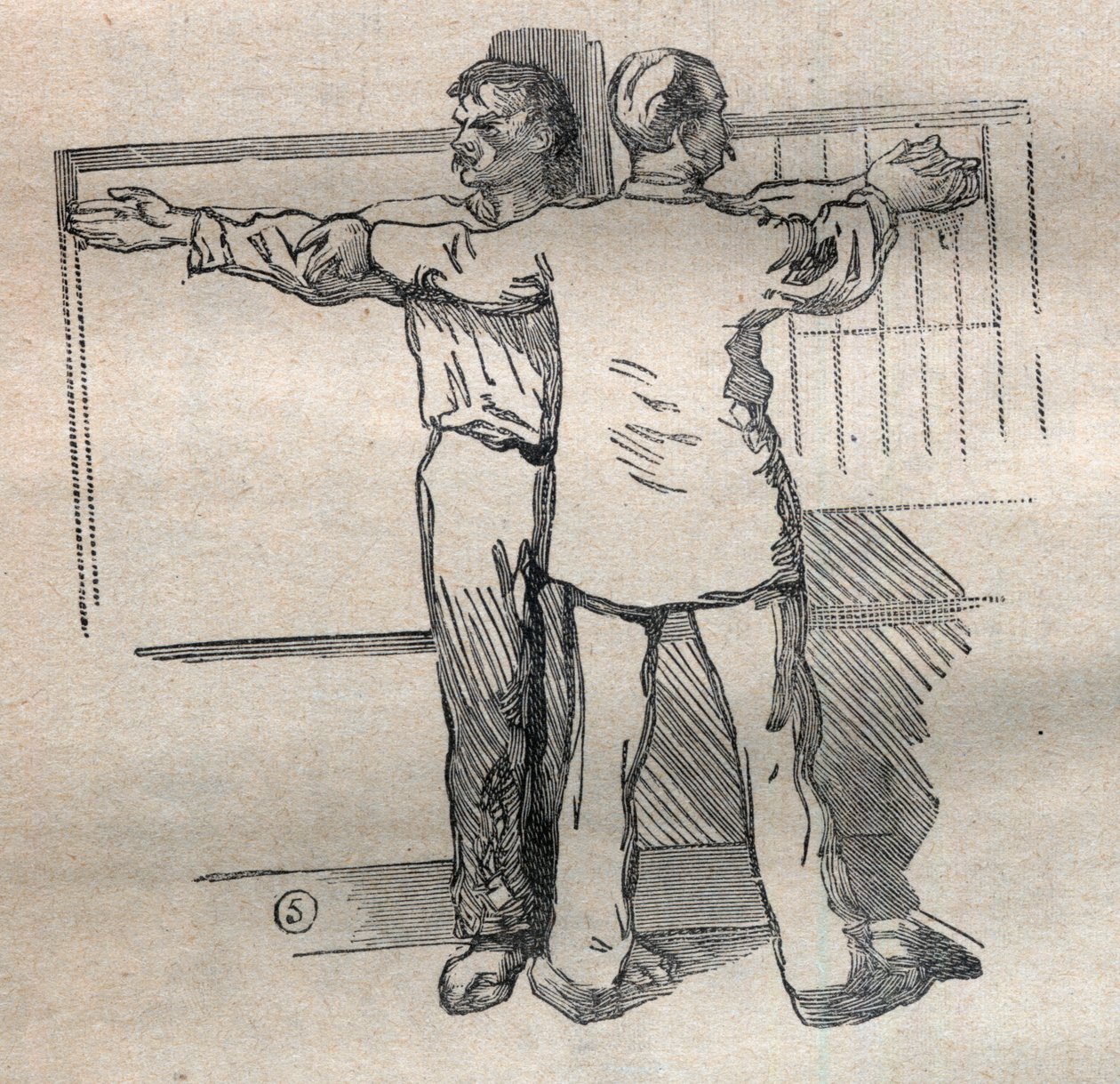Rättslig antropometri eller bertillonnage, metod av Alphonse Bertillon (1853-1914): mätning av stor stor kaliber av vapen - Gravyr i "La Science francaise" av Unknown artist