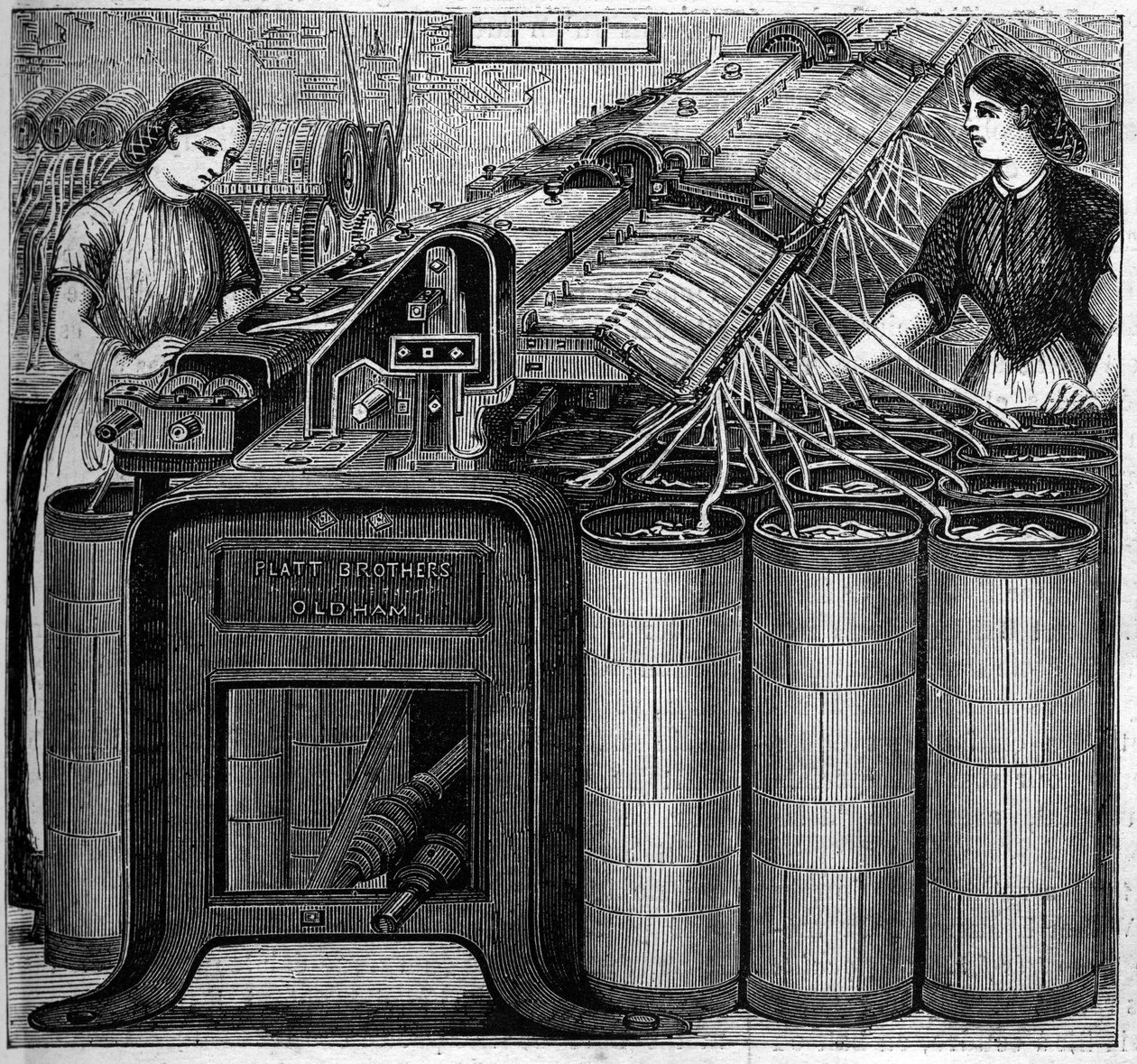 Stora engelska industrier: Walter Evans bomullsspinning i England 1863. Bomullsflotning. av Unknown artist