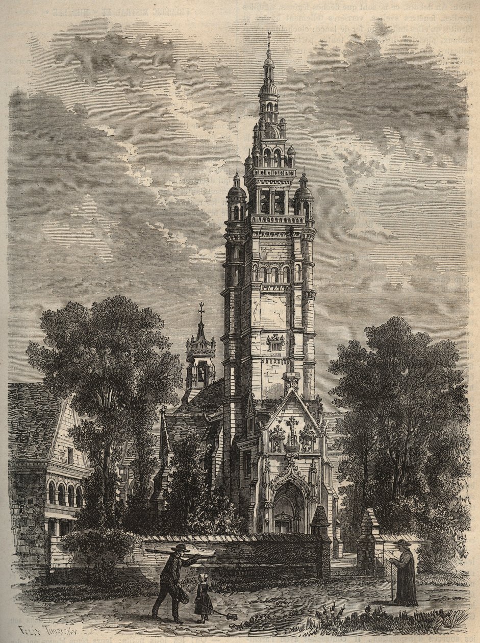 Ogival konst i sin nedgång - Notre-dame de Roscoff en bretagne - gravyr av 1800-talets din av Unknown artist