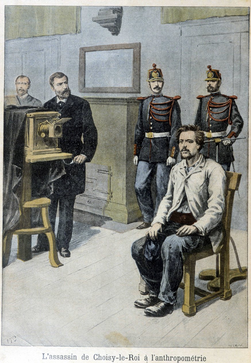 Mördaren av Choisy-le-Roi till antropometrin (och herr Alphonse Bertillon) - i "" Le Petite Journal", maj 1899 av Unknown artist