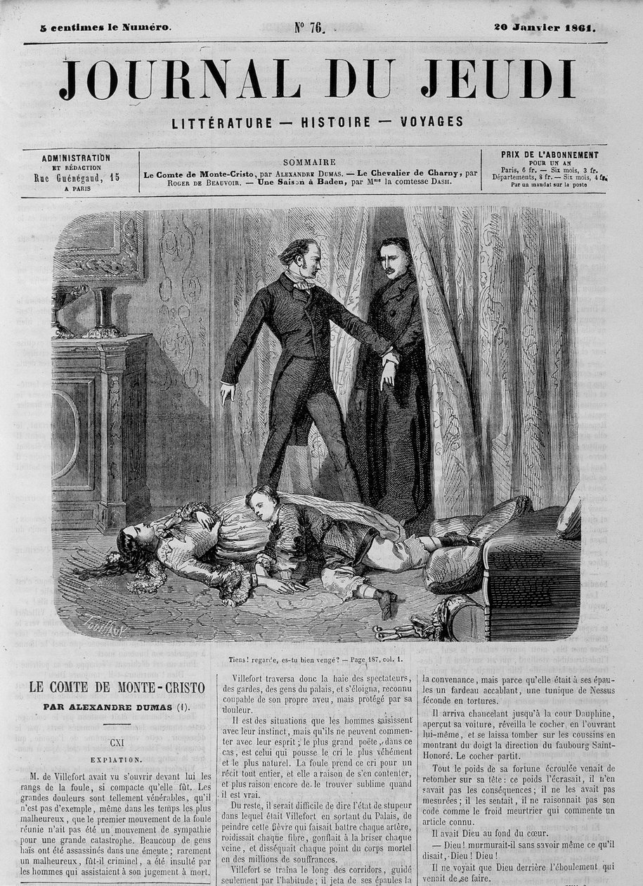 Greven av Monte Cristo (Monte Cristo) - i "" Le Journal du Thursdays"" av 1861-01-20 av Unknown artist
