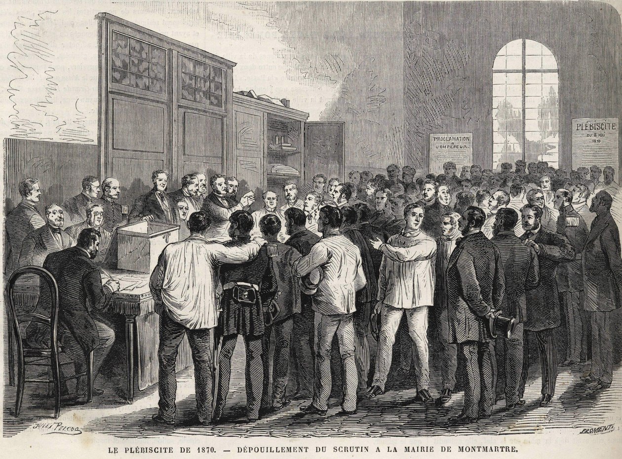 Le Plebiscite de 1870, rösträkning i rådhuset i Montmartre. av Unknown artist