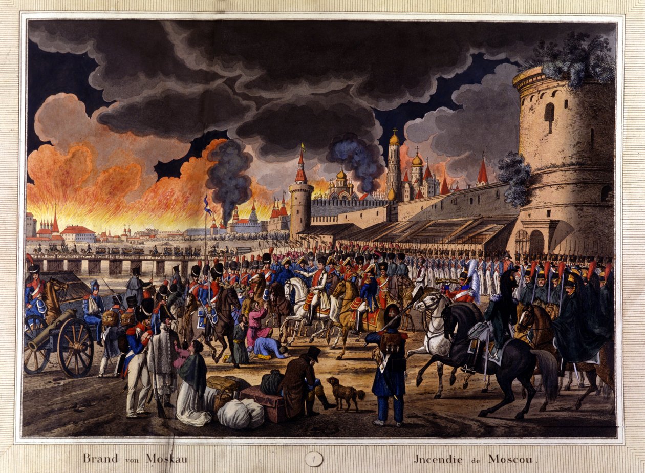 Den stora branden i Moskva i september 1812. av Unknown artist