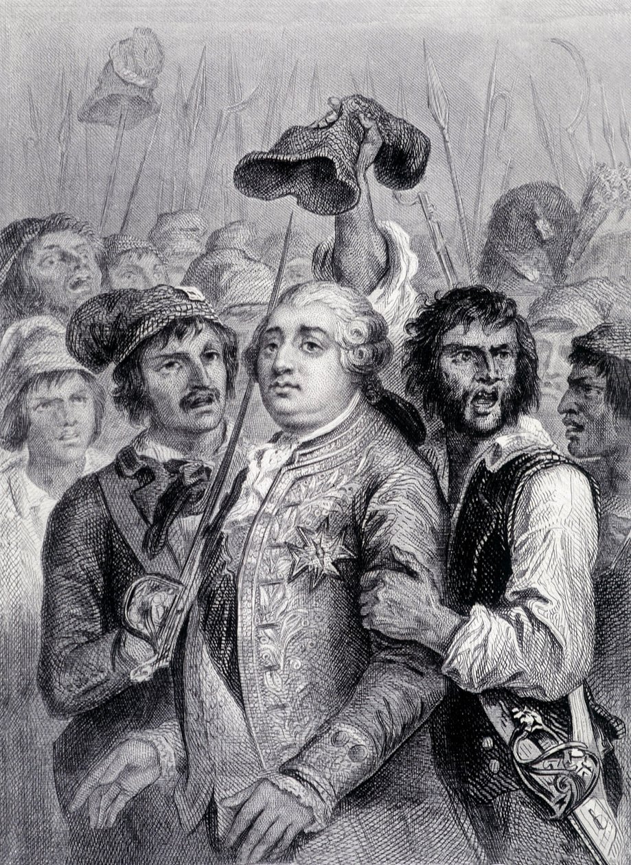 Folket på Tuilerierna, lock Louis XVI av den frygiska mössan, 20 juni av Unknown artist