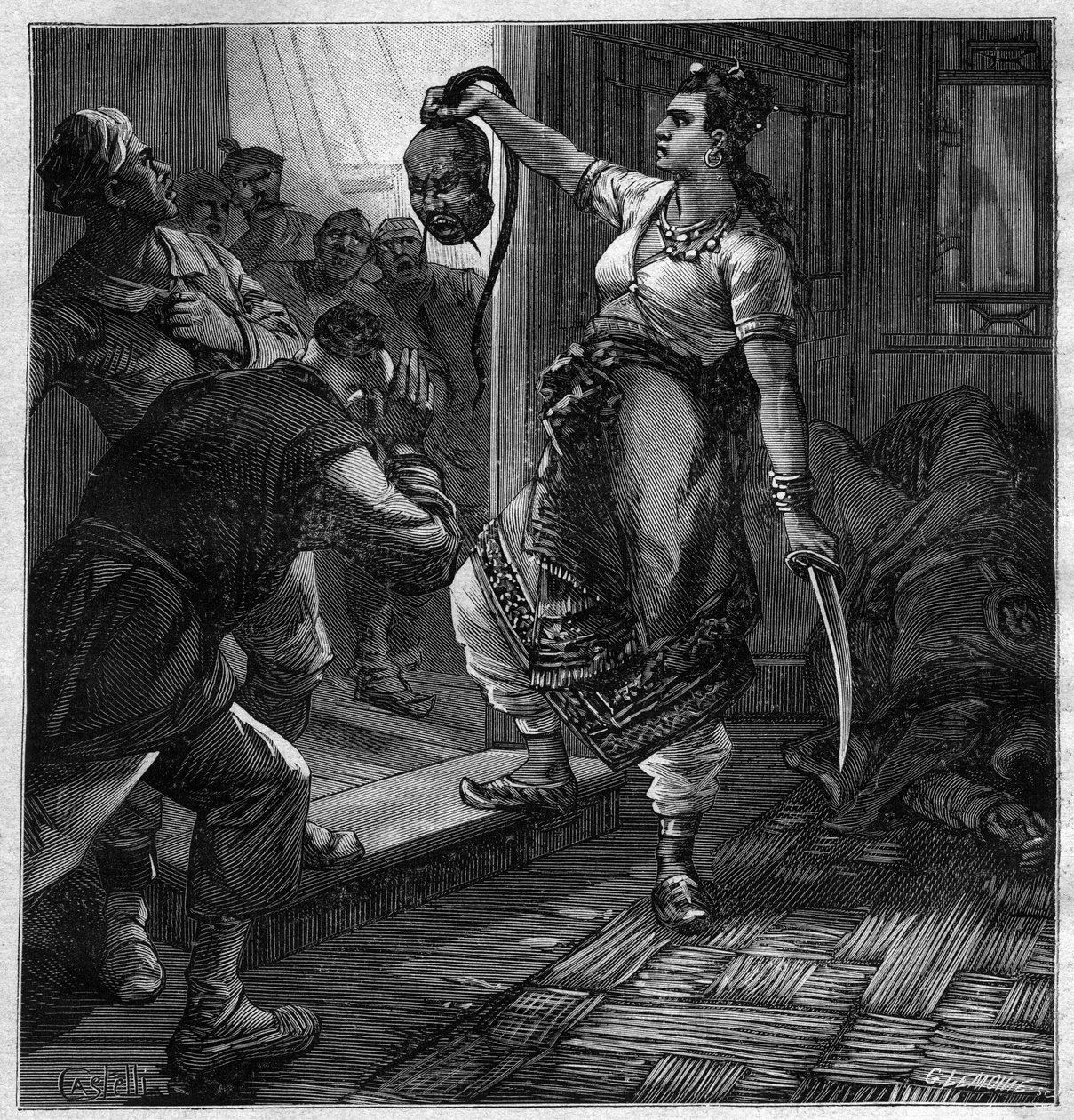 The Pirate of Tonkin - illustration till romanen av Pierre Mael (Charles Causse och Charles Vincent) graverad i ""journal des voyages""" 1884 av Unknown artist