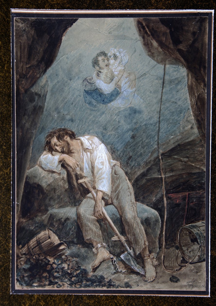Le rêve de Volkonski (Drömmen om Volkonsky) - Serguei Grigorievitch Volkonski (1788-1865), generalmajor för den kejserliga armén i Ryssland och Decembrist, dömdes till 20 års fängelse och internerades 1832 i fästningen Chita och arbetade i gruvor av Unknown artist