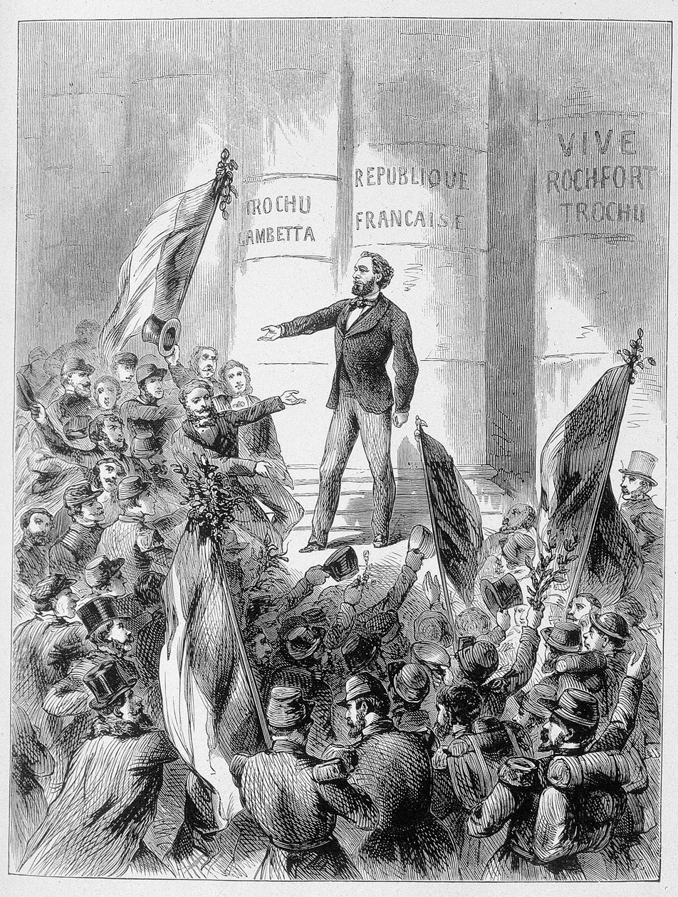 Leon Gambetta tillkännager republikens proklamation den 4 september av Unknown artist