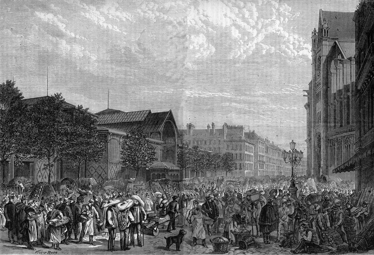 Les Halles centralt i Paris 1878. av Unknown artist