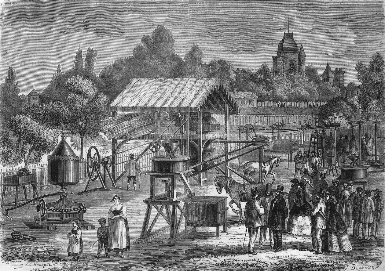 Les Machines agricole av Mr. Joseph Pinet Jr., byggmästare i Abilly (Indre et Loire) 1865. av Unknown artist